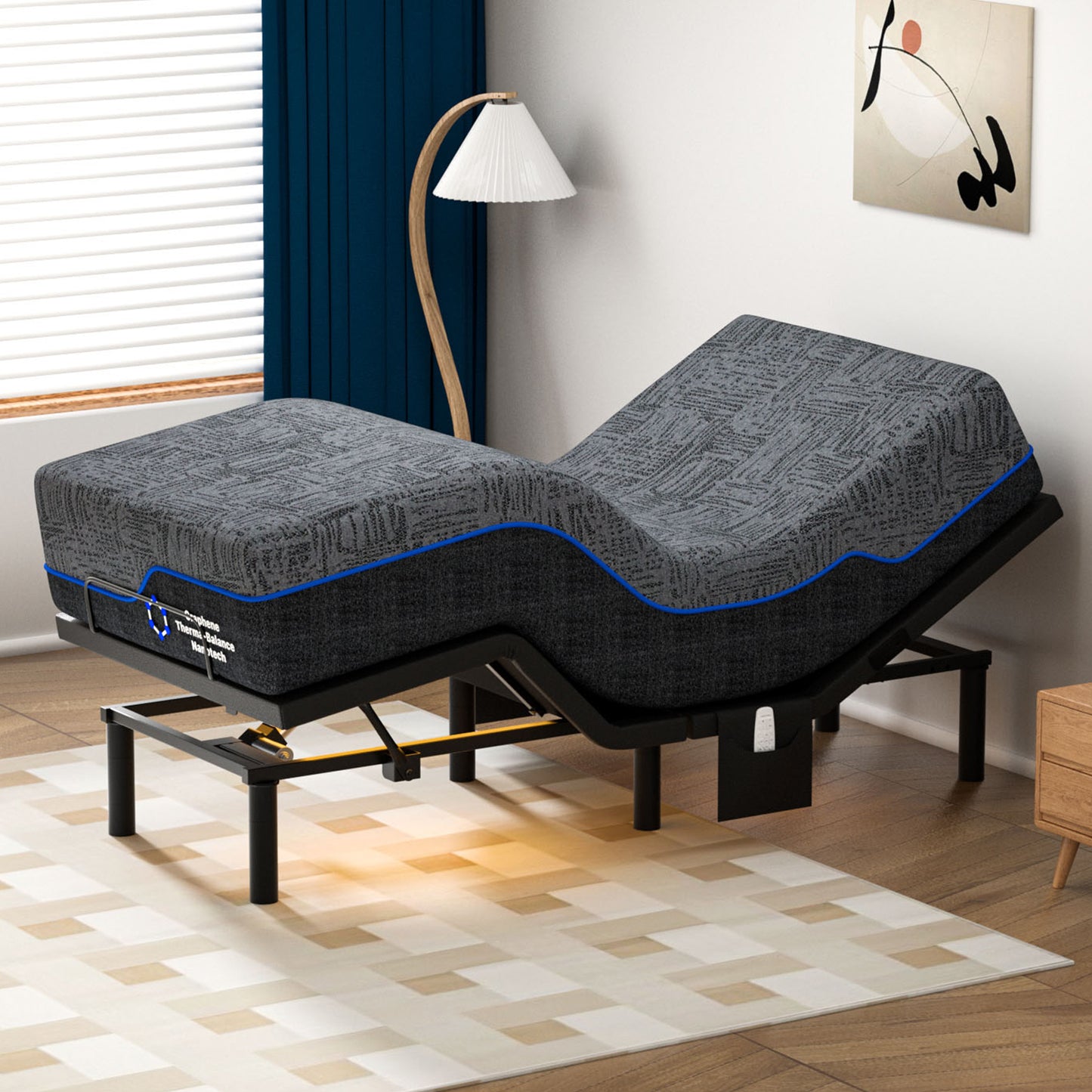 CHITOOMA Adjustable Bed Frame Twin XL with 14 Inch Gel Memory Foam Mattress, Electric Bed Base with Wireless Remote, Zero Gravity, Graphene Cover, Medium-Firm Support, Mattress in a Box