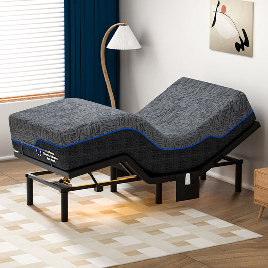 CHITOOMA Adjustable Bed Frame Twin XL with 14 Inch Gel Memory Foam Mattress, Electric Bed Base with Wireless Remote, Zero Gravity, Graphene Cover, Medium-Firm Support, Mattress in a Box