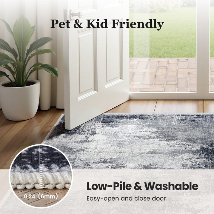 CHITOOMA 8'x10' Area Rugs for Living Room, Machine Washable Abstract Distressed Rugs Indoor Neutral Carpet Rugs for Bedroom Dining Room Office with Non-Slip Backing, Stain Resistant Non-Shed