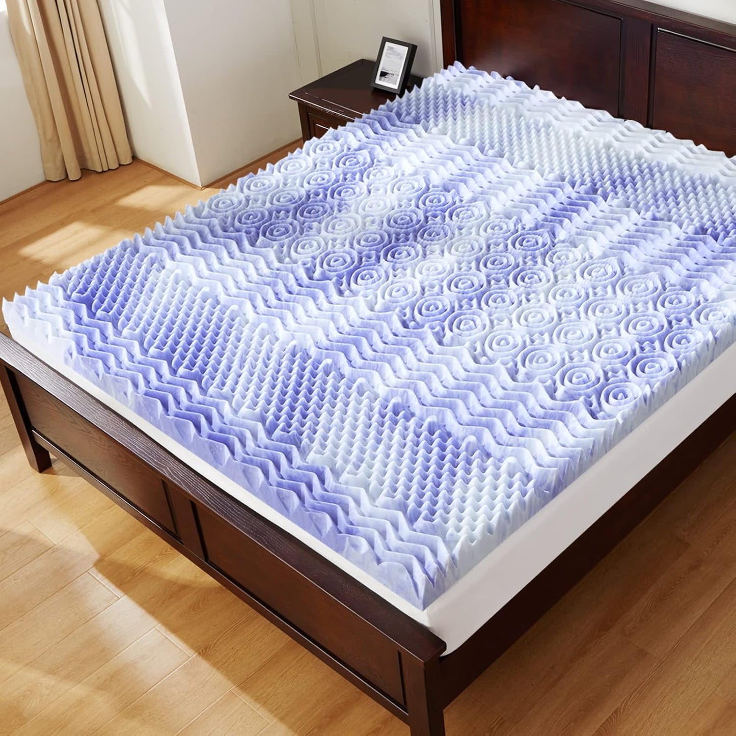 CHITOOMA 3 Inch 7-Zone Queen Memory Foam Mattress Topper, Cooling Gel Infused Foam Mattress Topper for Pressure Relief& Enhanced Sleep Comfort, CertiPUR-US and Oeko-TEX Certification