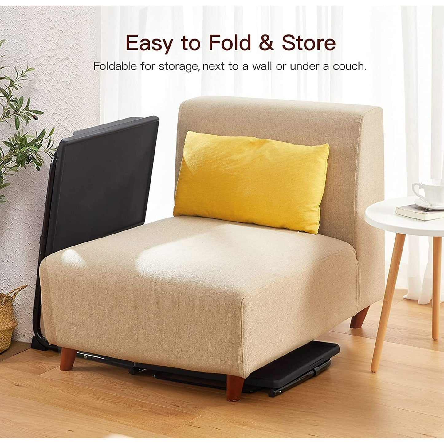 CHITOOMA Adjustable Folding TV Tray with 6 Heights and 3 Tilt Angles, Black