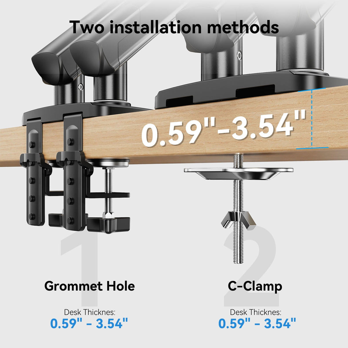 Kyspho FlowLift™ Dual Monitor Mount Stand for 13-32 inch Screens,Tool-Free Mount with MechaSpring,Full Motion Heavy Duty Visual Adjustment Arm Desk Mount, Max 100x100mm,Holds to 19.8 lbs per Monitor