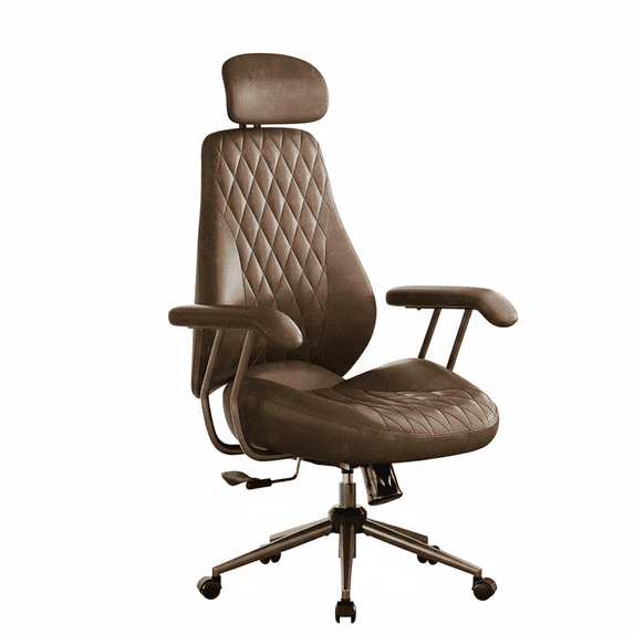 BESTERGO High Back Ergonomic Office Chair with Lumbar Support, Adjustable Swivel Desk Chair in Premium Faux Leather for Home Office Comfort, Brown – 300 lbs Capacity