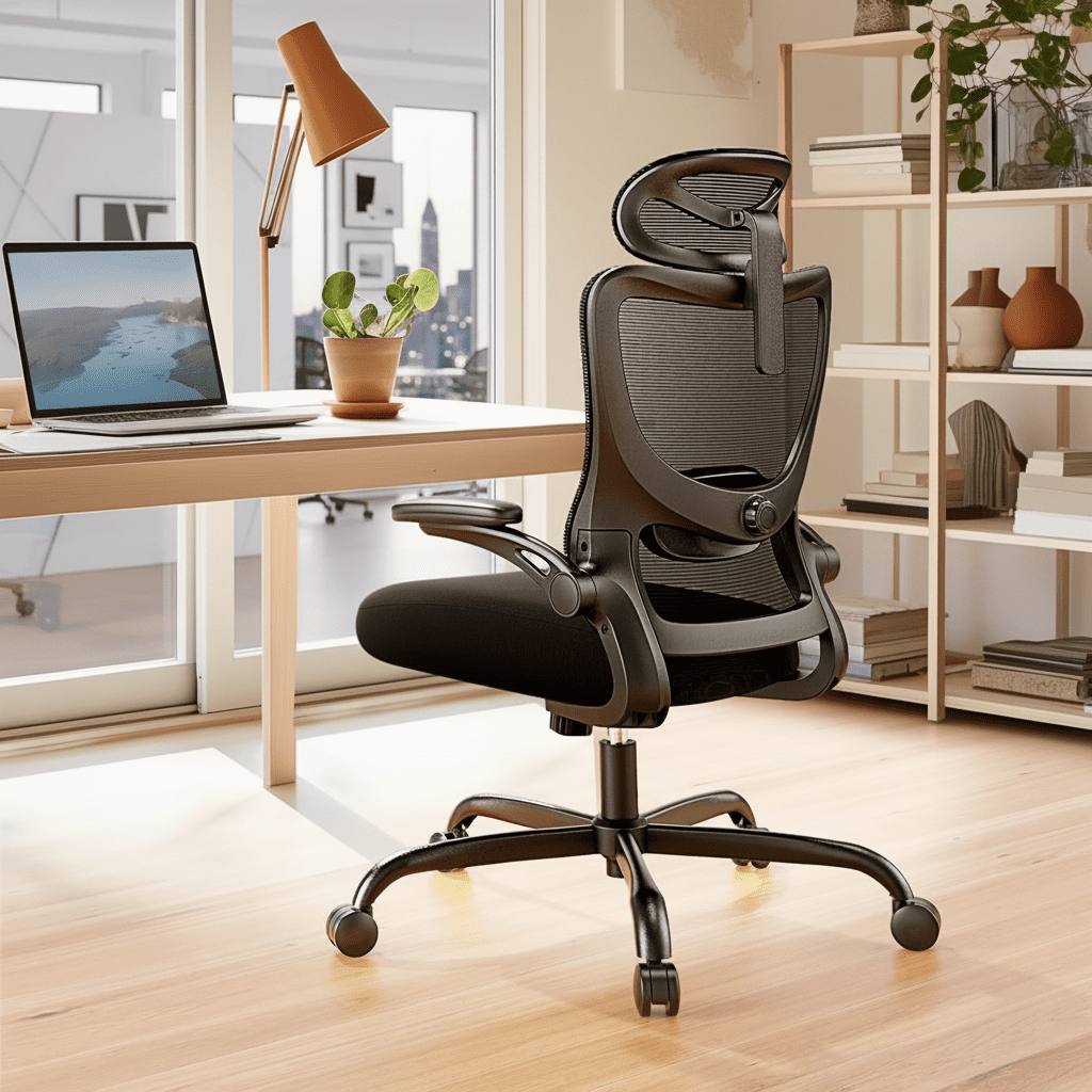 BESTERGO High Back Ergonomic Office Chair with Headrest and Adjustable Lumbar Support, Mesh Desk Chair with 3D Armrests, Reclining Computer Chair for Home Office, 300 lbs Capacity