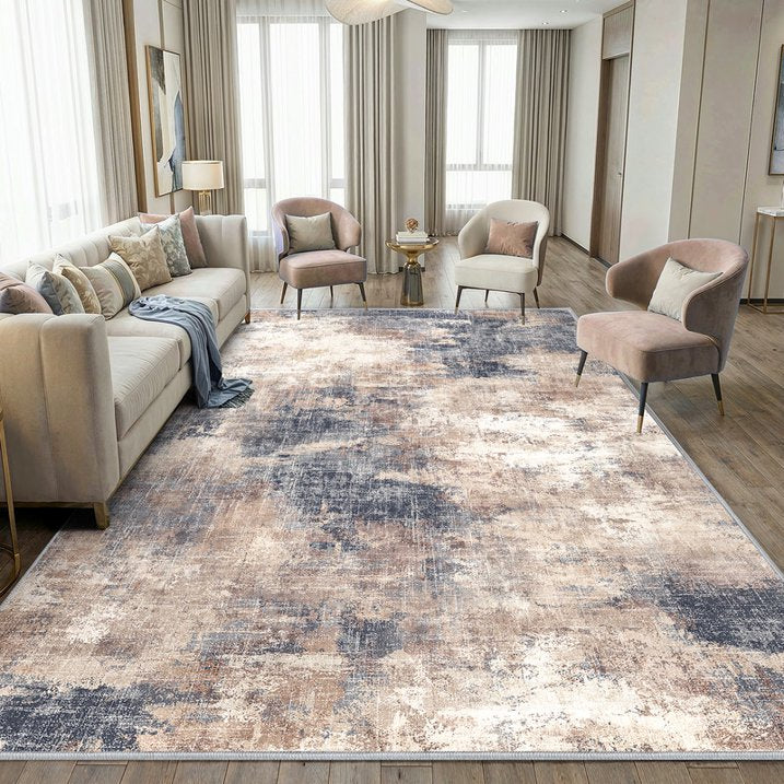 CHITOOMA 8'x10' Area Rugs for Living Room, Machine Washable Abstract Distressed Rugs Indoor Neutral Carpet Rugs for Bedroom Dining Room Office with Non-Slip Backing, Stain Resistant Non-Shed