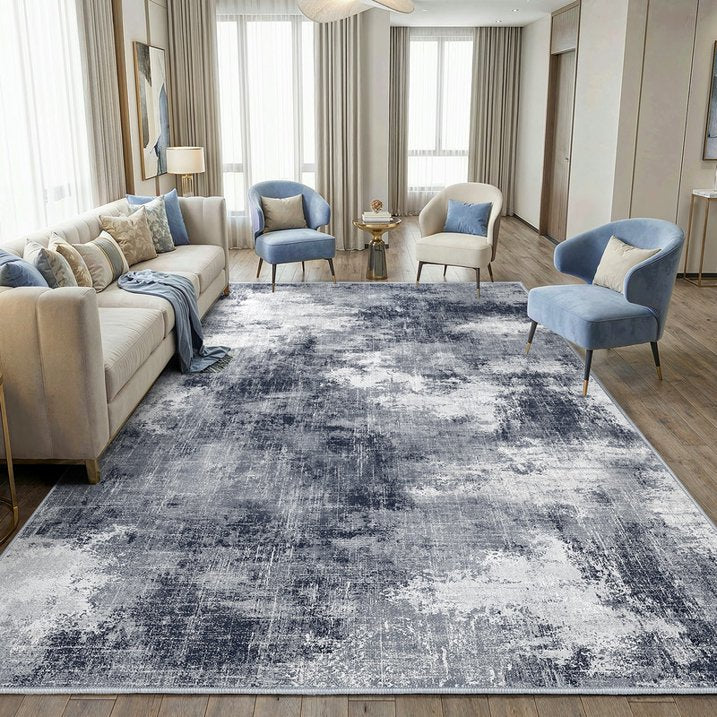 CHITOOMA 8'x10' Area Rugs for Living Room, Machine Washable Abstract Distressed Rugs Indoor Neutral Carpet Rugs for Bedroom Dining Room Office with Non-Slip Backing, Stain Resistant Non-Shed
