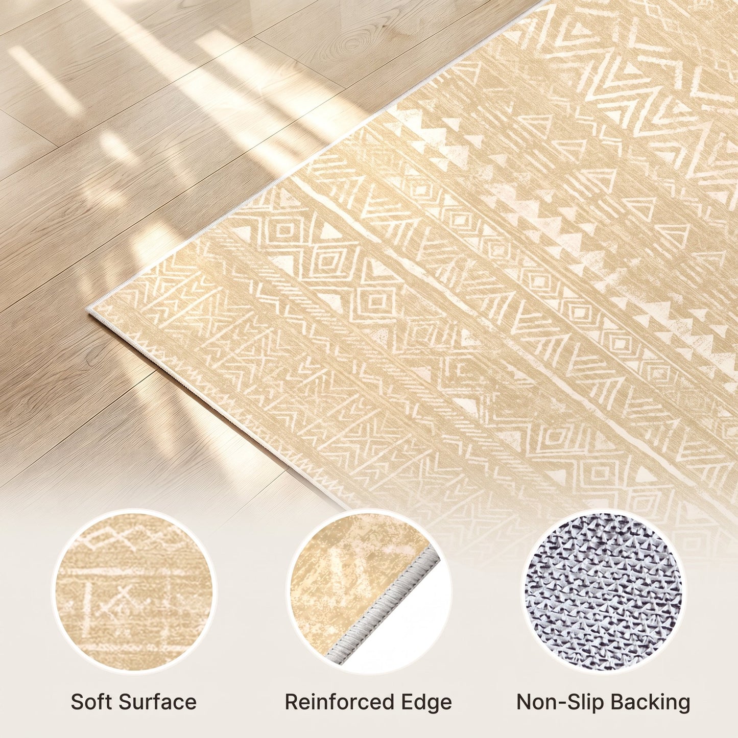 CHITOOMA 5'x7' Area Rugs for Living Room, Washable Rugs Boho Soft Geometric Bohemian Carpet Indoor Rug for Bedroom Dining Room Office Nonslip Foldable Rug