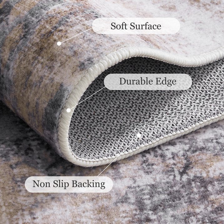 CHITOOMA 8'x10' Area Rugs for Living Room, Machine Washable Abstract Distressed Rugs Indoor Neutral Carpet Rugs for Bedroom Dining Room Office with Non-Slip Backing, Stain Resistant Non-Shed