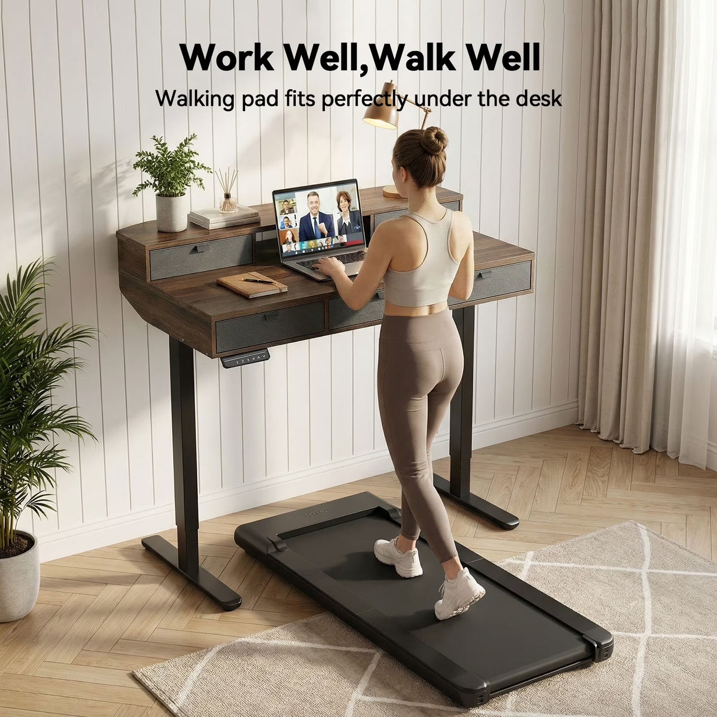 CHITOOMA Electric Standing Desk with Drawers, 40 x 24 Inches Height Adjustable Desk Ergonomic Sit Stand Workstation Walnut