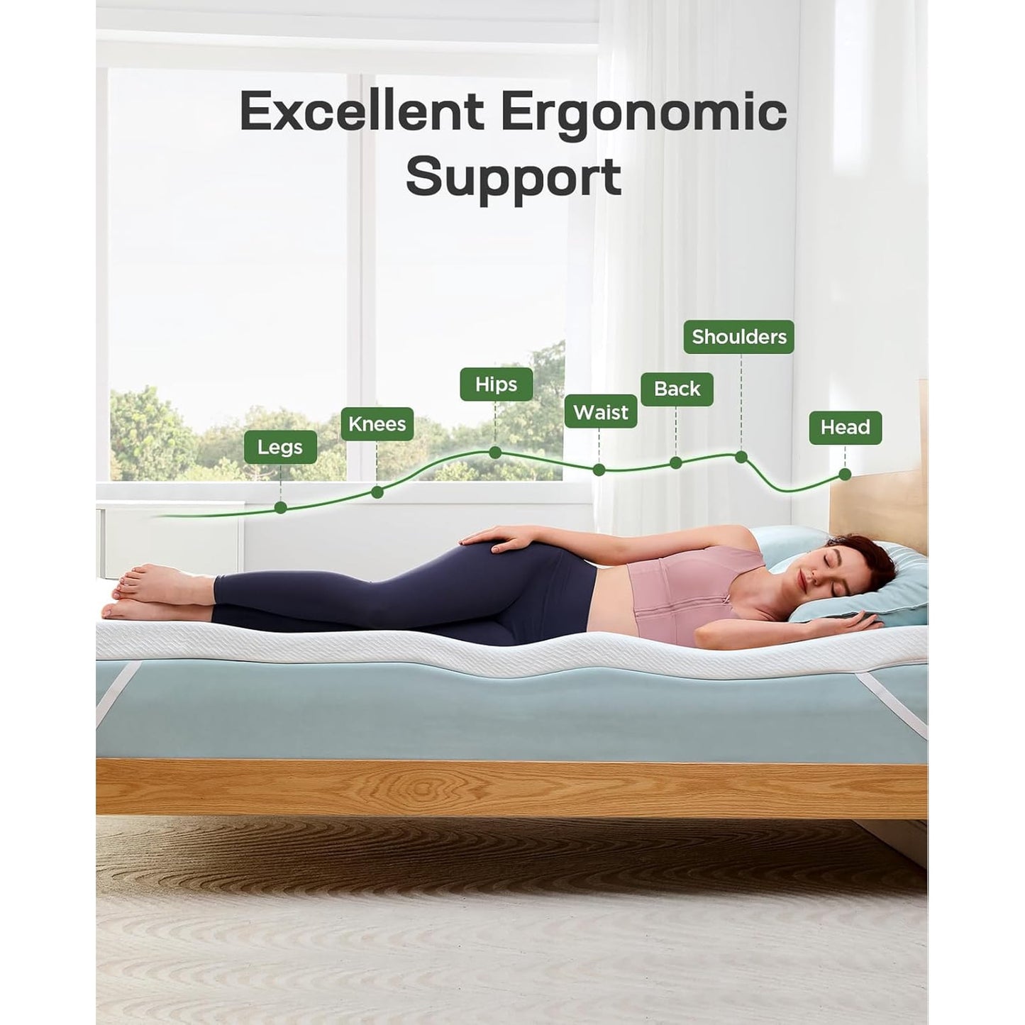 BESTERGO Full 3-Inch Memory Foam Mattress Topper with Gel Infusion, Breathable Cool Cover, Anti-Slip Base & Elastic Straps, CertiPUR-US Certified for Pain Relief