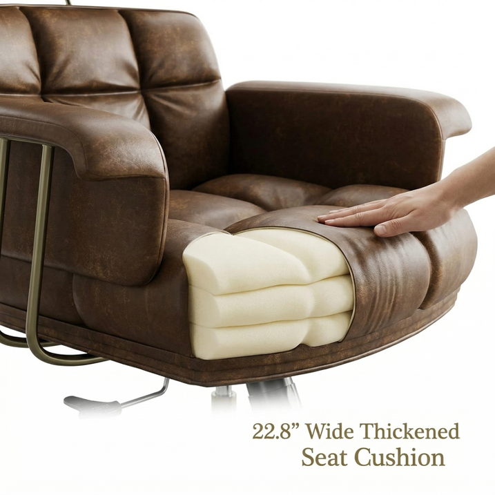 BESTERGO Ergonomic Executive Office Chair with PU Leather Upholstery, Adjustable Lumbar Support, Thick Cushion, 300 lbs Capacity, Mid Century Modern Desk Chair for Home Office, Brown