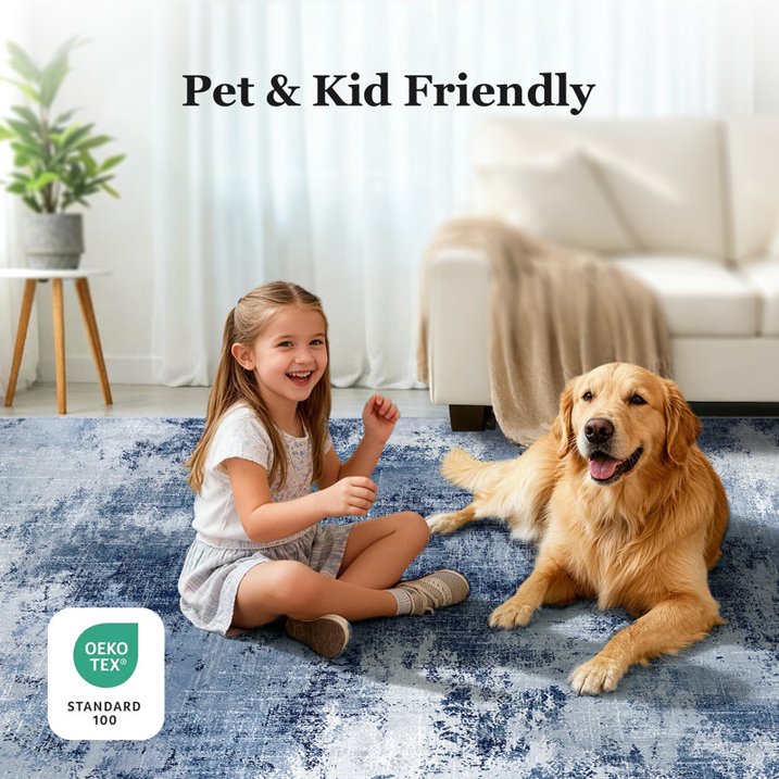 CHITOOMA 8'x10' Area Rugs for Living Room, Machine Washable Abstract Distressed Rugs Indoor Neutral Carpet Rugs for Bedroom Dining Room Office with Non-Slip Backing, Stain Resistant Non-Shed