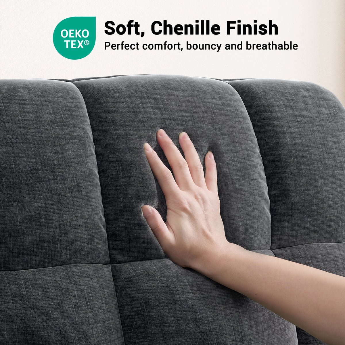 CHITOOMA Power Recliner Chair for Adults, Zero Gravity Electric Reclining Sofa with USB Port, Cup Holder & Side Pockets, Chenille Fabric, Dark Gray
