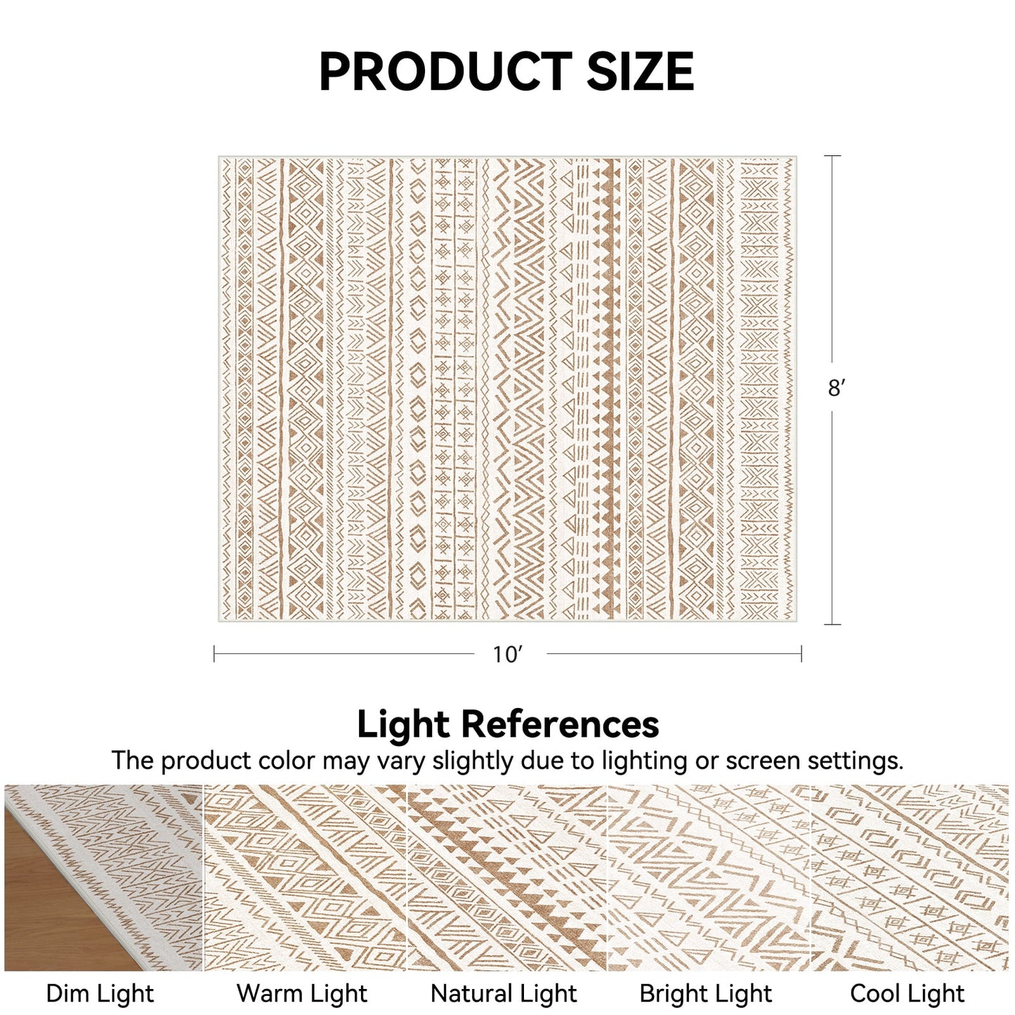 CHITOOMA 8'x10' Area Rugs for Living Room, Washable Rugs Boho Soft Geometric Bohemian Carpet Indoor Rug for Bedroom Dining Room Office Nonslip Foldable Rug