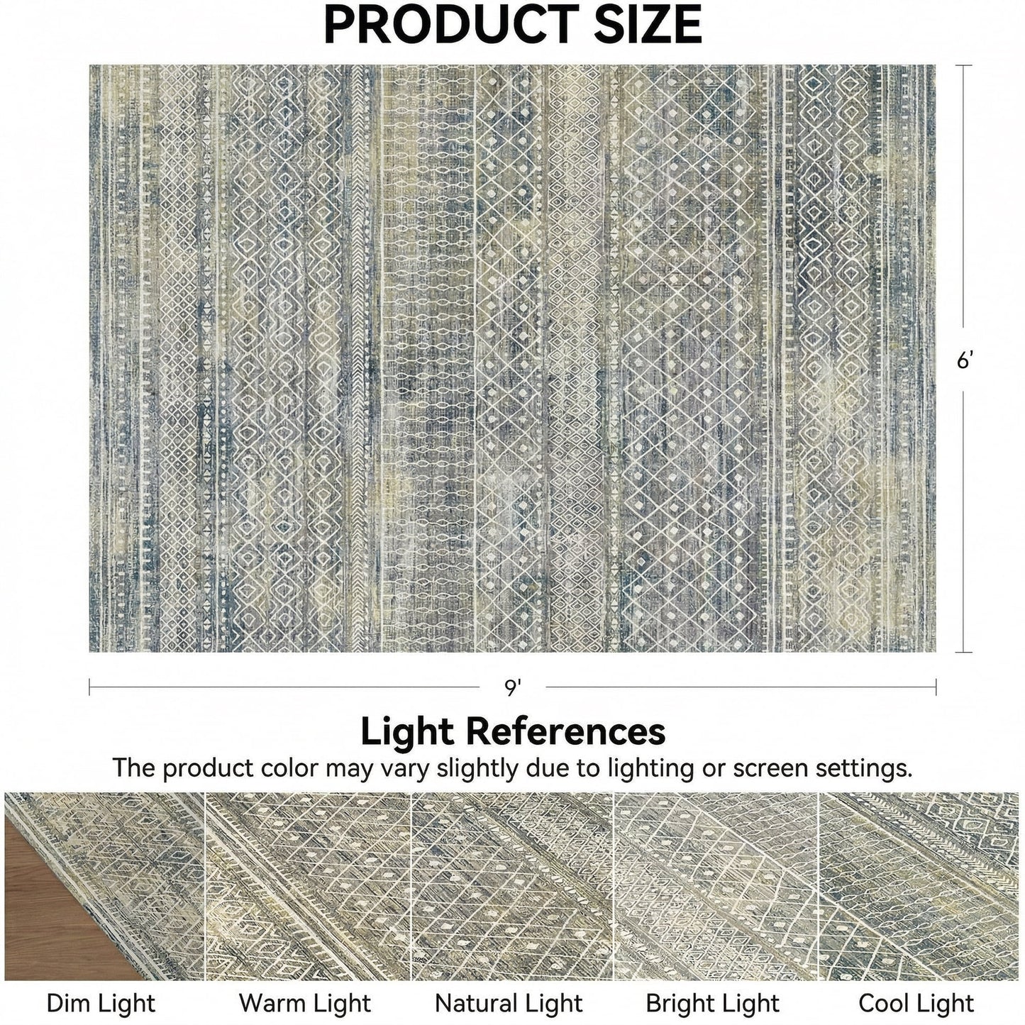 CHITOOMA 6'x9' Area Rugs for Living Room, Washable Rugs Boho Soft Geometric Bohemian Carpet Indoor Rug for Bedroom Dining Room Office Nonslip Foldable Rug