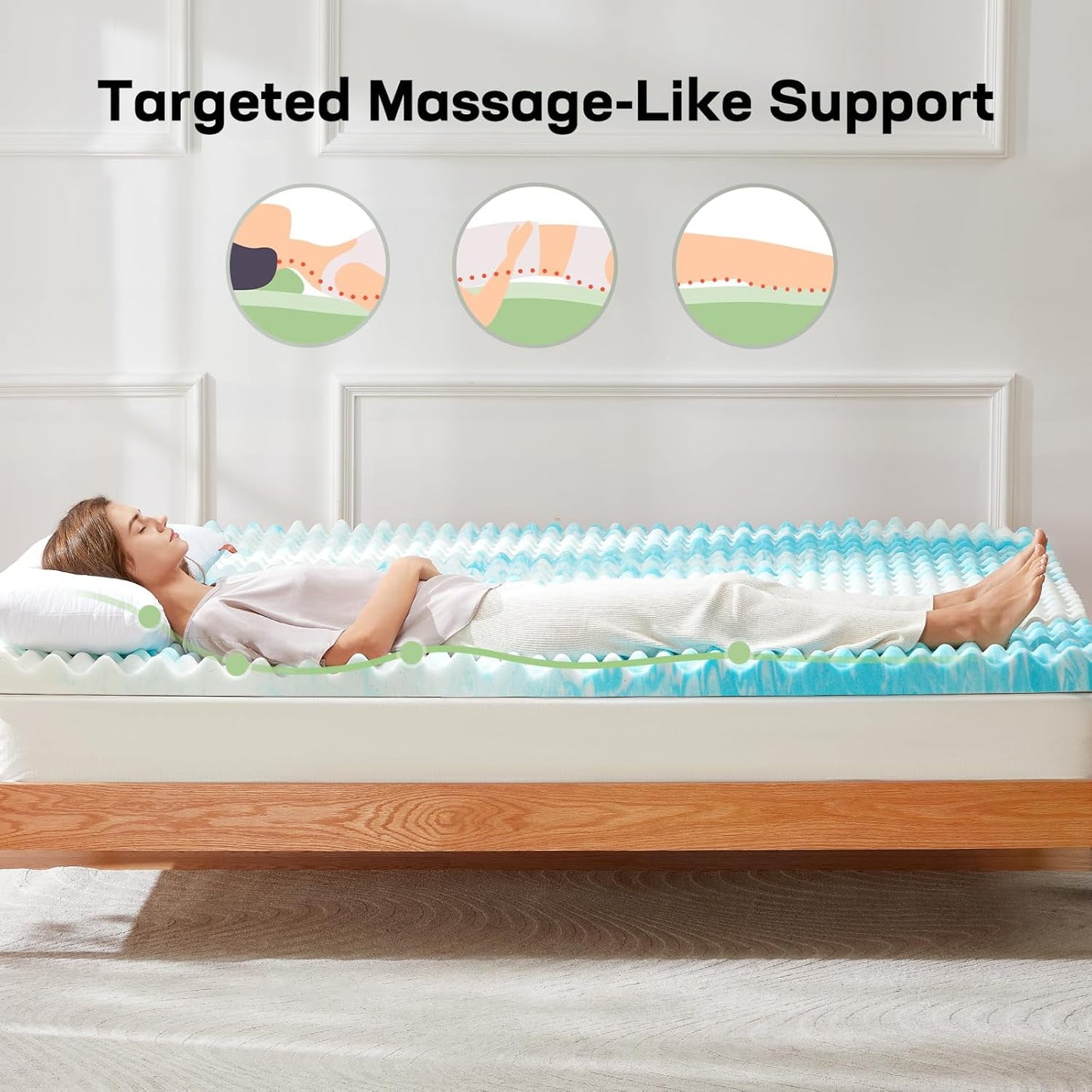 BESTERGO 3 Inch Egg Crate Full Memory Foam Mattress Topper, Gel Infused Foam Mattress Topper for Pressure Relief, CertiPUR-US