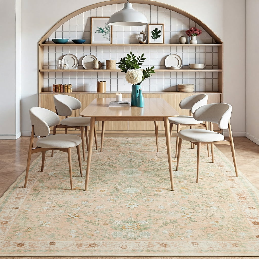 CHITOOMA 5'x7' Area Rugs for Living Room, Modern Floral Area Rugs Machine Washable Rugs, Botanical Indoor Carpet Soft Rugs for Bedroom Dining Room Dorm Office, Orange