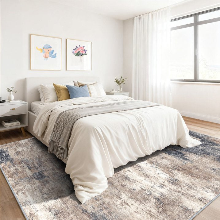 CHITOOMA 8'x10' Area Rugs for Living Room, Machine Washable Abstract Distressed Rugs Indoor Neutral Carpet Rugs for Bedroom Dining Room Office with Non-Slip Backing, Stain Resistant Non-Shed