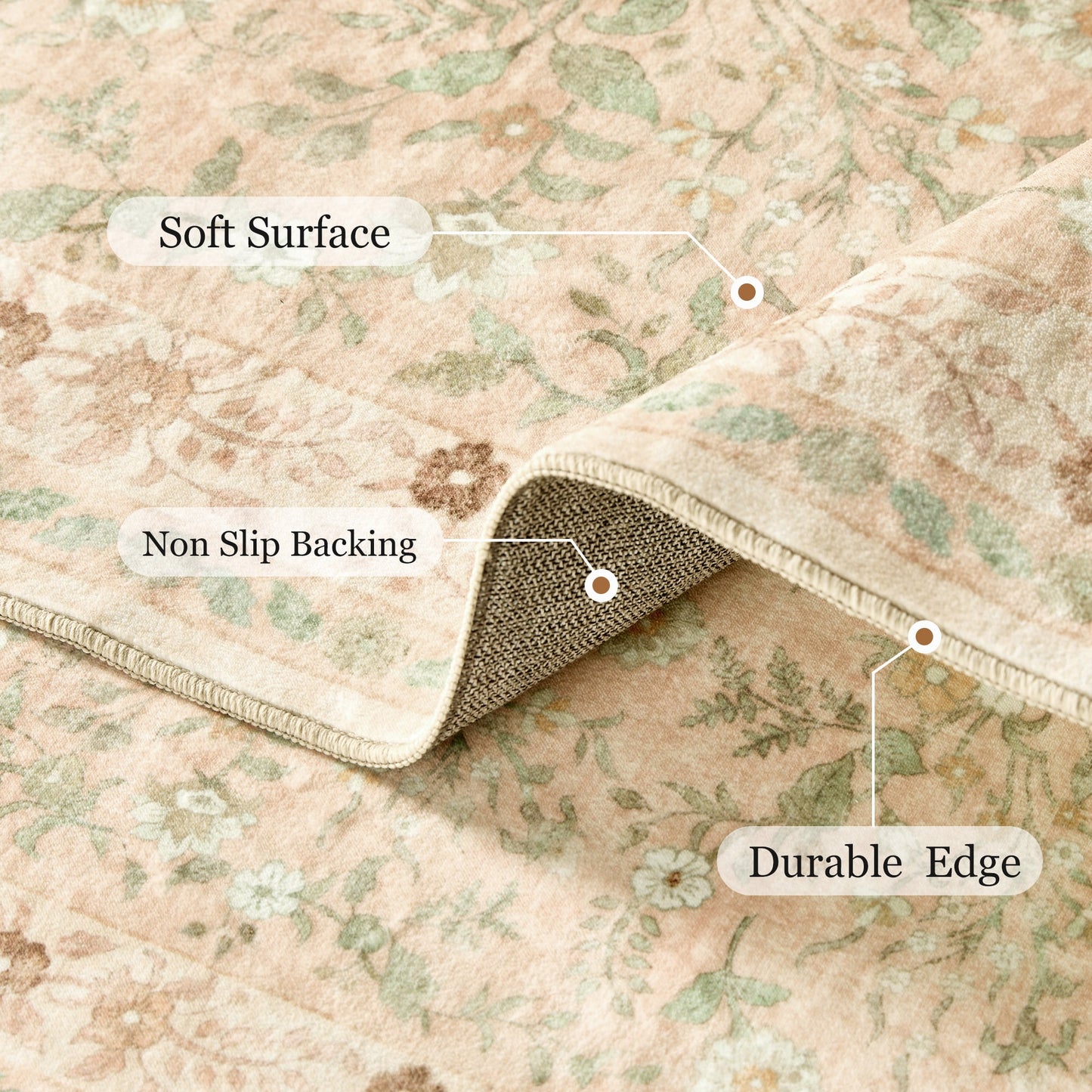 CHITOOMA 5'x7' Area Rugs for Living Room, Modern Floral Area Rugs Machine Washable Rugs, Botanical Indoor Carpet Soft Rugs for Bedroom Dining Room Dorm Office, Orange