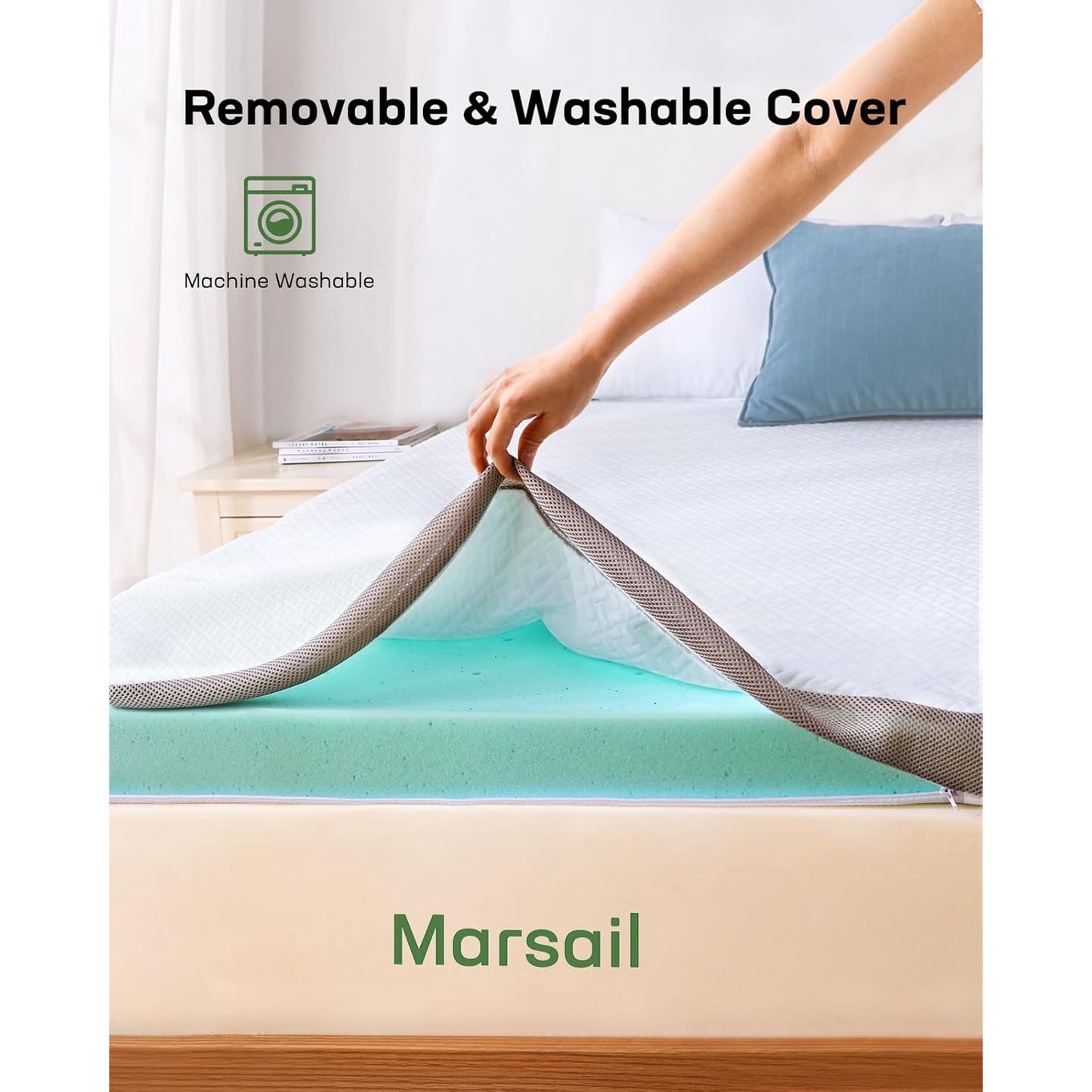BESTERGO 3 Inch King Memory Foam Mattress Topper, Cooling Gel Infused Foam Mattress Topper for Pressure Relief, CertiPUR-US and Oeko-TEX Certification
