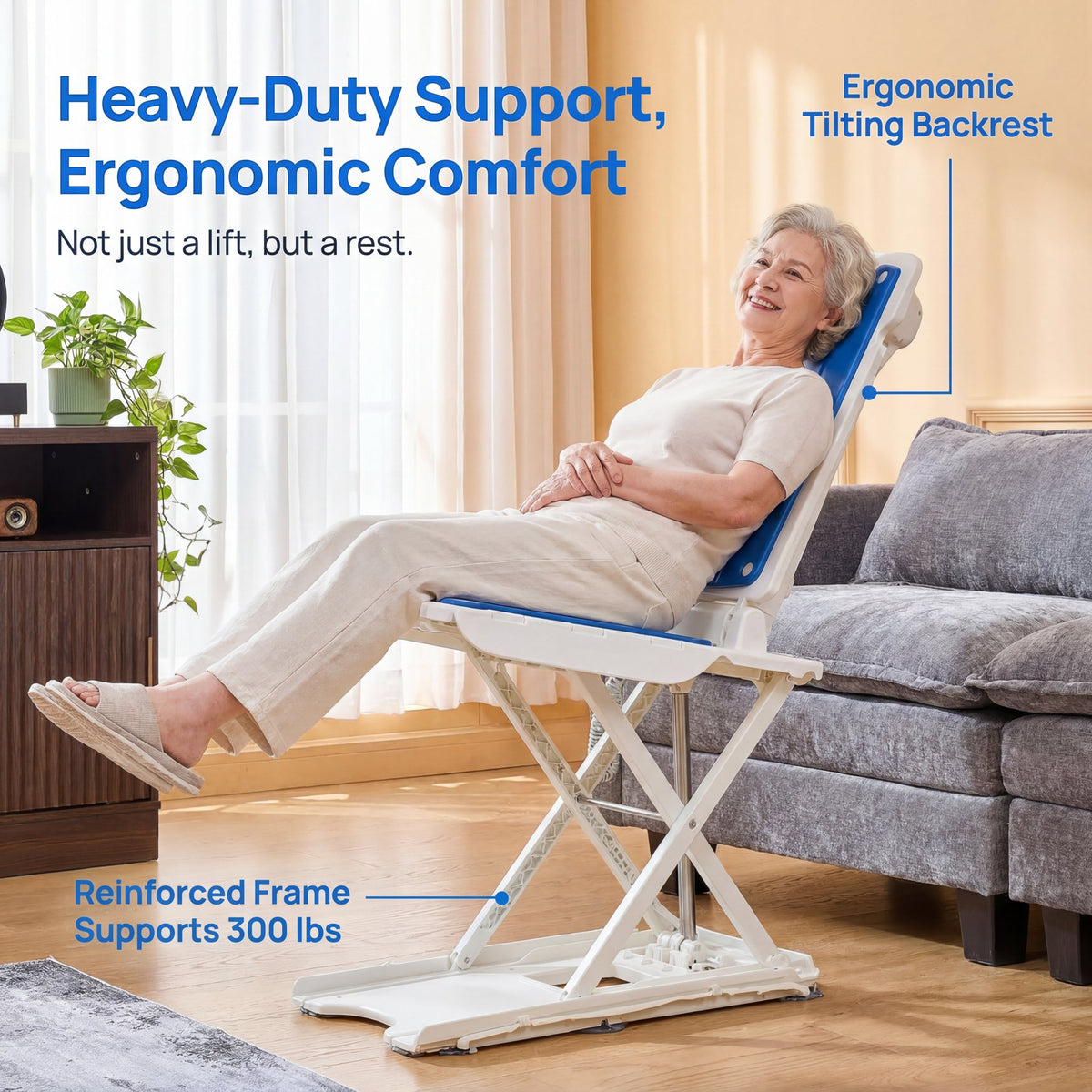 CHITOOMA Electric Chair Lift,Portable Lift for Elderly Patients,308 lbs Capacity,IP68 Waterproof Bath Lift Chair,Fall Assist Devices to Lift Seniors from Floor,White