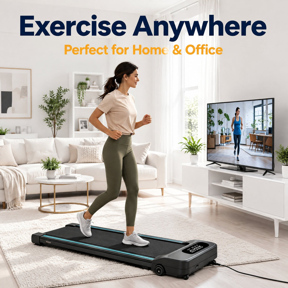 CHITOOMA Walking Pad with Remote Control, 2.5HP Under Desk Treadmill for Home Office, 0.6-5 MPH, 330lbs Capacity, Ultra-Quiet <40dB, Installation-Free Compact Exercise Machine for Walking and Jogging