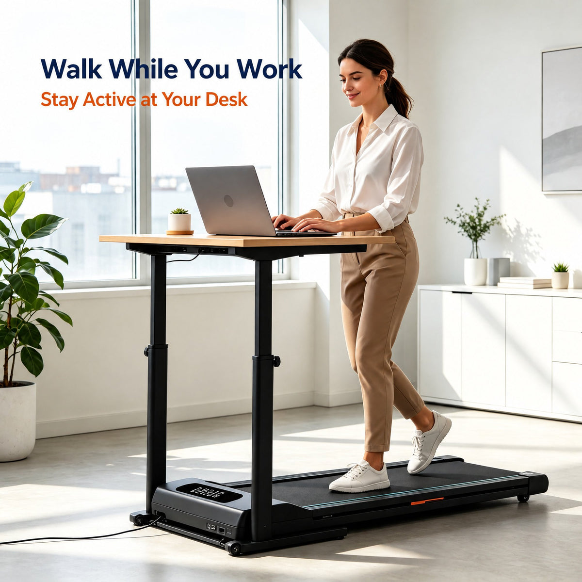 CHITOOMA Walking Pad with Remote Control, 2.5HP Under Desk Treadmill for Home Office, 0.6-5 MPH, 330lbs Capacity, Ultra-Quiet <40dB, Installation-Free Compact Exercise Machine for Walking and Jogging