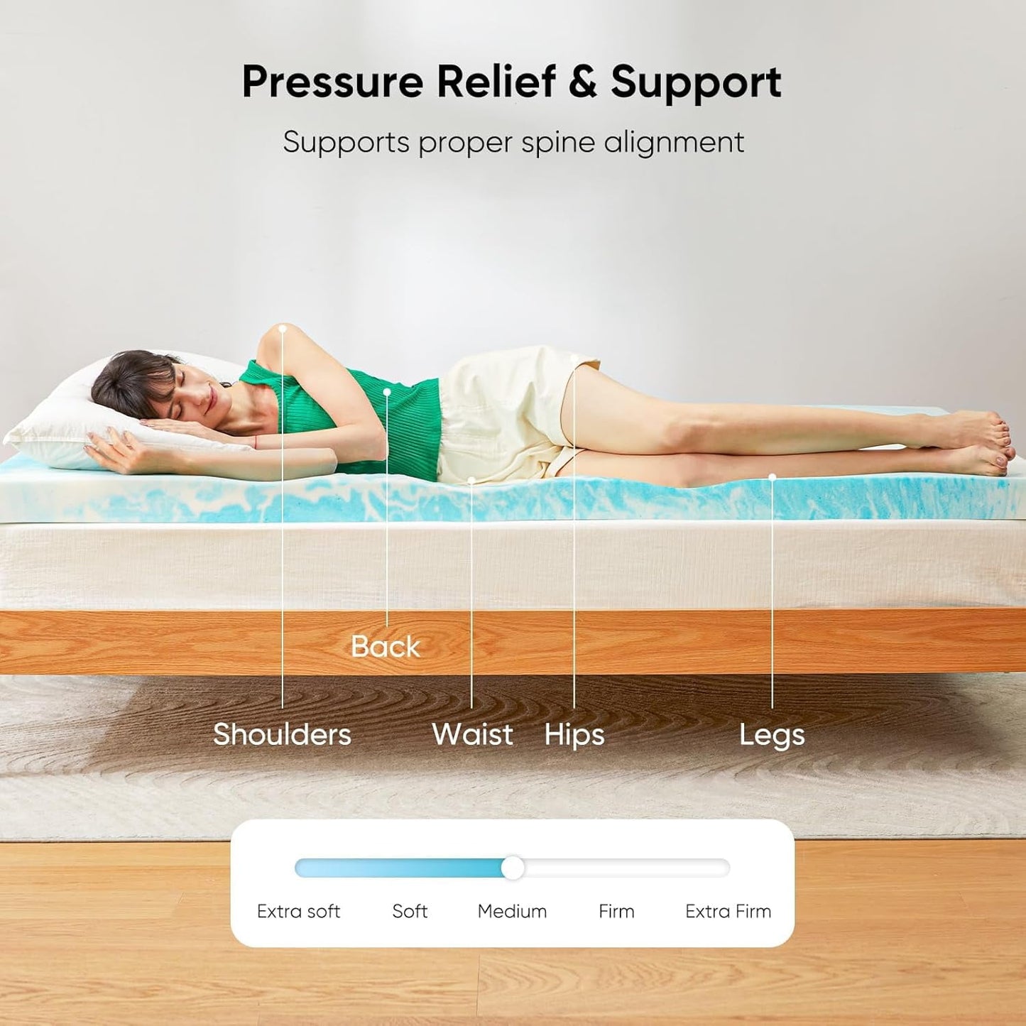 BESTERGO 3 Inch Full Memory Foam Mattress Topper, Gel Infused Foam Mattress Topper for Pressure Relief, CertiPUR-US