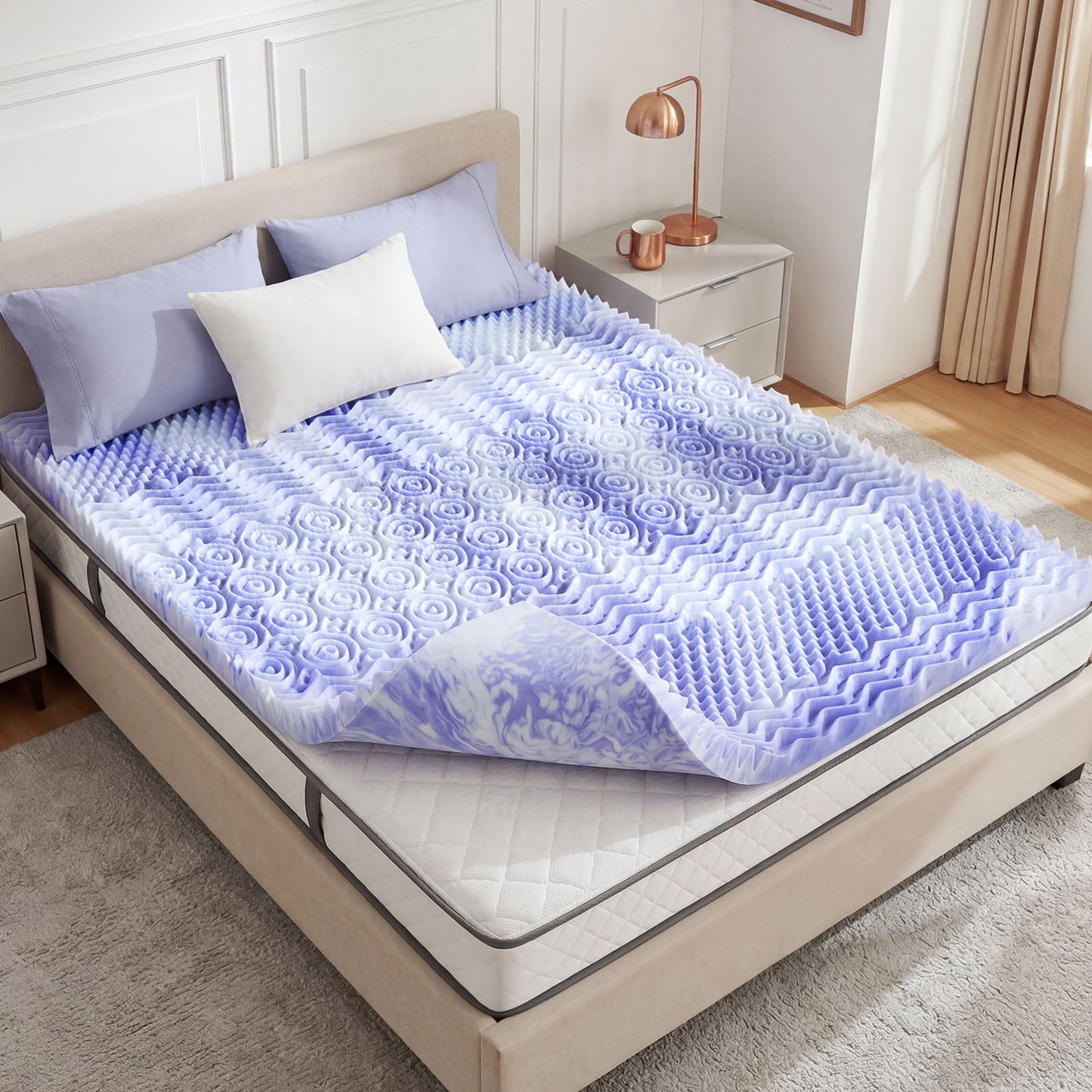 CHITOOMA 3 Inch 7-Zone Twin Memory Foam Mattress Topper, Cooling Gel Infused Foam Mattress Topper for Pressure Relief& Enhanced Sleep Comfort, CertiPUR-US and Oeko-TEX Certification