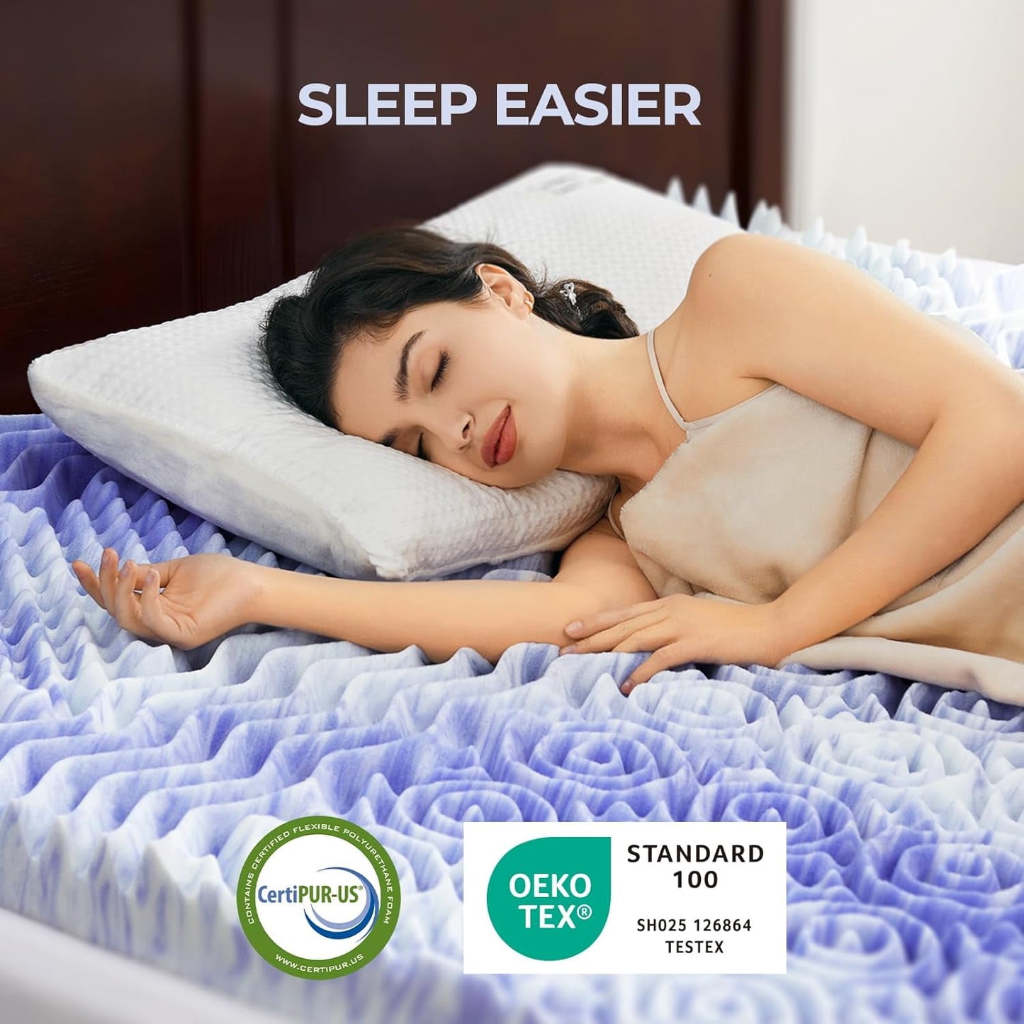 CHITOOMA 3 Inch 7-Zone King Memory Foam Mattress Topper, Cooling Gel Infused Foam Mattress Topper for Pressure Relief& Enhanced Sleep Comfort, CertiPUR-US and Oeko-TEX Certification