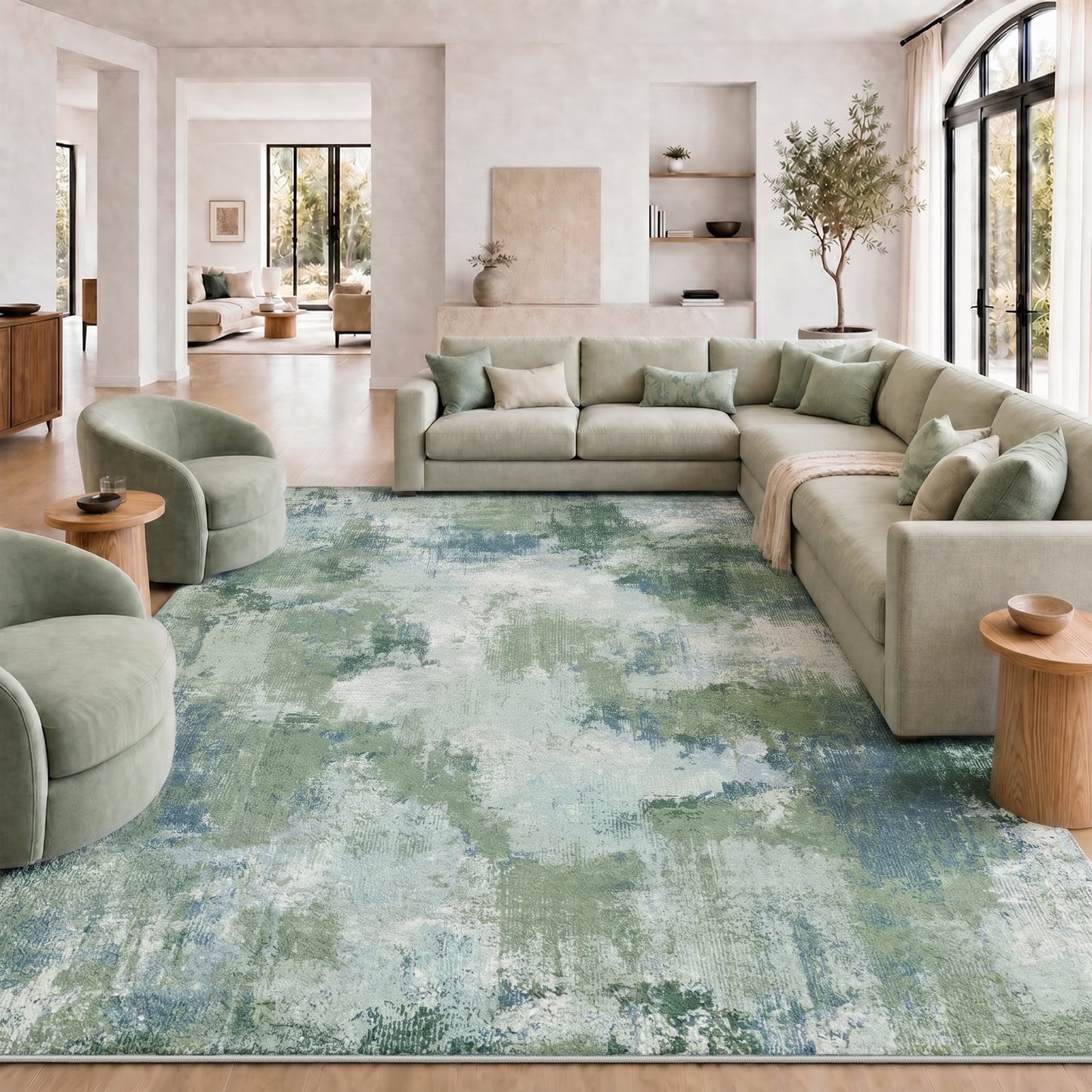 CHITOOMA 8'x10' Area Rugs for Living Room, Machine Washable Rugs for Bedroom Dining Room Dorm Office with Non-Slip Backing, Stain Resistant Non-Shed Carpet