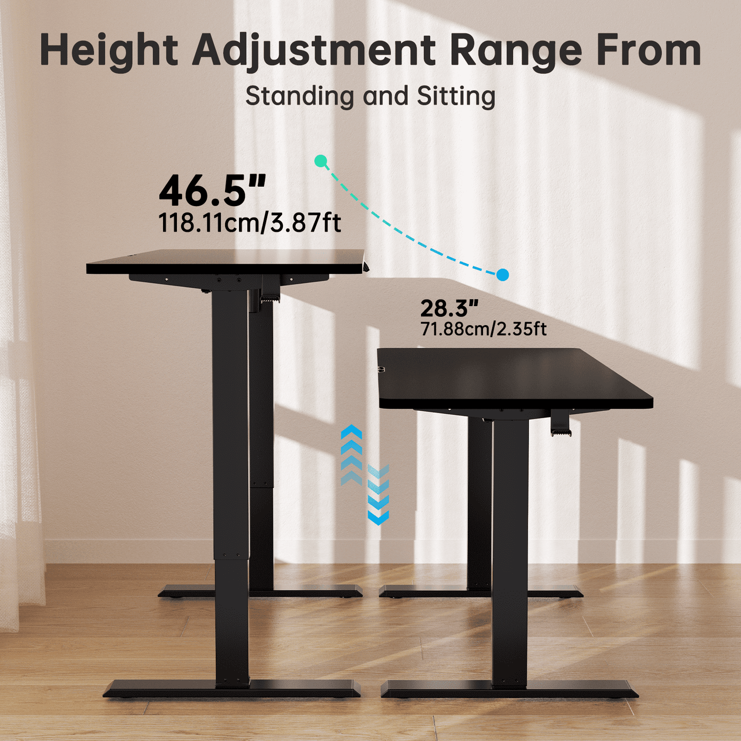 CHITOOMA 55" x 24" Electric Standing Desk with 4 Memory Preset Heights, Height Adjustable Sit Stand up Desk with Headphone Hook for Home Office, Black