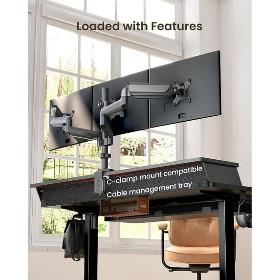 CHITOOMA 63″ x 30″ Standing Desk with Drawers, Electric Height Adjustable Sit Stand Desk with Storage Shelf, 4 Memory Preset Computer Desk with Cable Management Tray for Home Office, Black