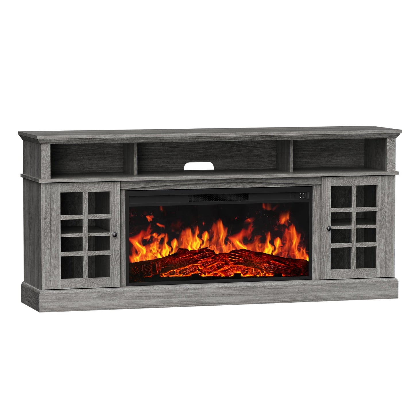 Electric Fireplace TV Stand up to 85" TVs, Farmhouse Entertainment Center wiht 36" Fireplace for Living Room, Gray