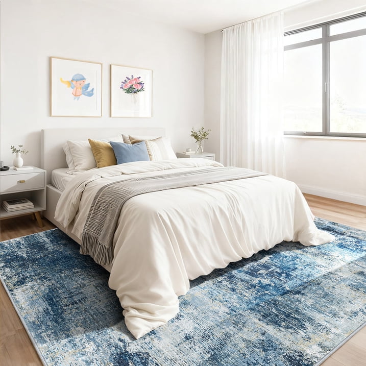 CHITOOMA 8'x10' Area Rugs for Living Room, Machine Washable Abstract Distressed Rugs Indoor Neutral Carpet Rugs for Bedroom Dining Room Office with Non-Slip Backing, Stain Resistant Non-Shed