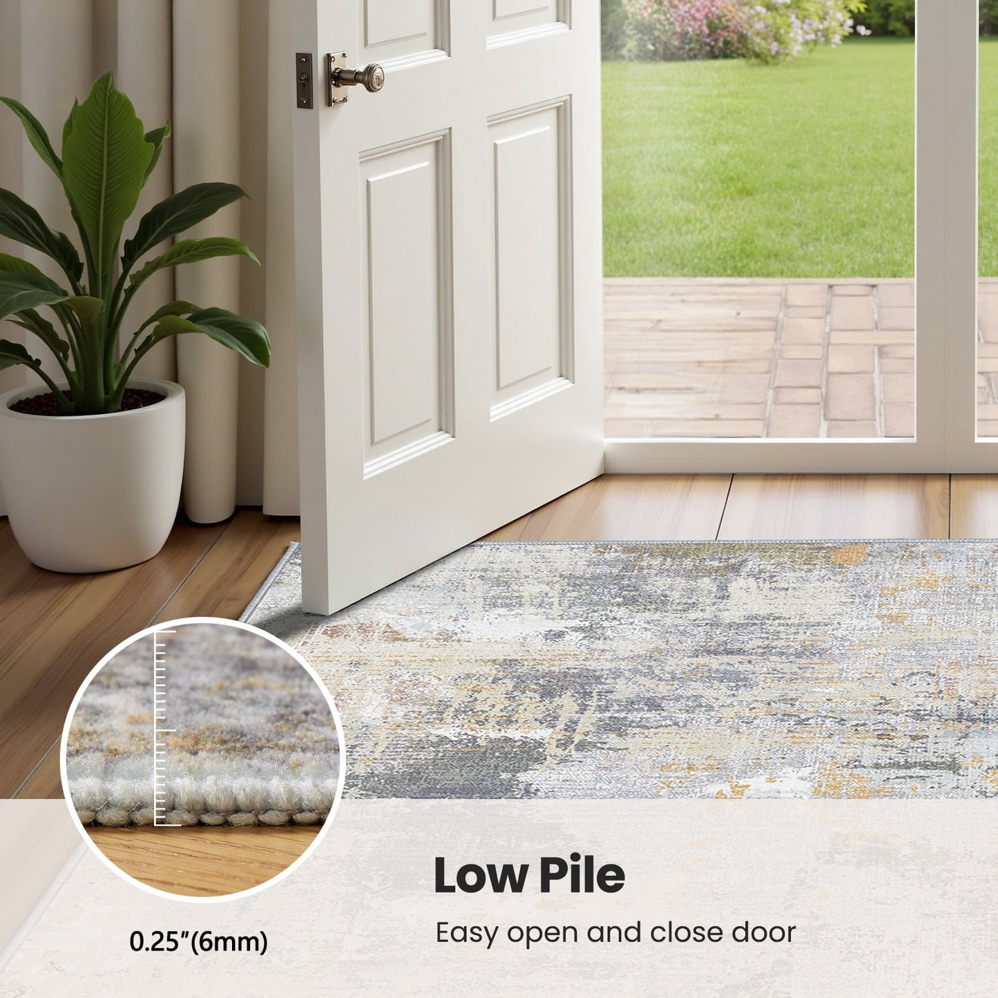 CHITOOMA 9'x12' Area Rugs for Living Room, Machine Washable Abstract Distressed Rugs Indoor Neutral Carpet Rugs for Bedroom Dining Room Office with Non-Slip Backing, Stain Resistant Non-Shed