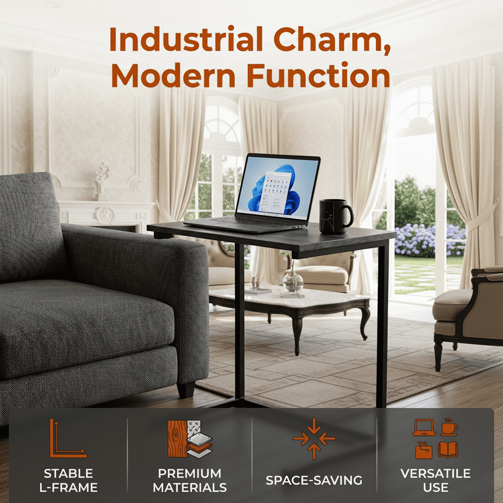 C Shaped End Table 2 PCS,C-Table for sofa,Side Table for Bedroom, Living Room, Home Office,Gray