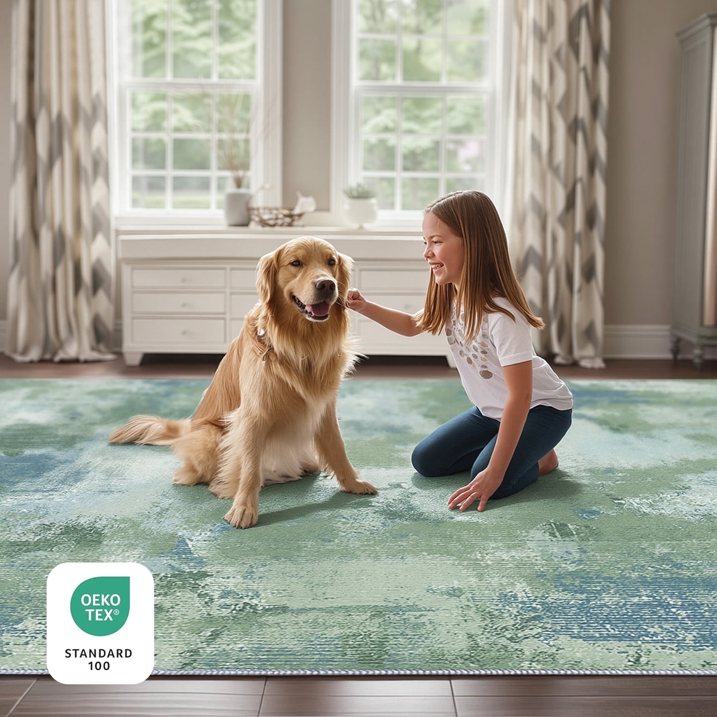 CHITOOMA 9'x12' Area Rugs for Living Room, Machine Washable Abstract Distressed Rugs Indoor Neutral Carpet Rugs for Bedroom Dining Room Office with Non-Slip Backing, Stain Resistant Non-Shed