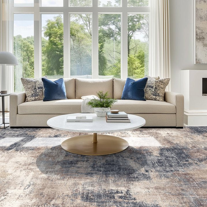 CHITOOMA 8'x10' Area Rugs for Living Room, Machine Washable Abstract Distressed Rugs Indoor Neutral Carpet Rugs for Bedroom Dining Room Office with Non-Slip Backing, Stain Resistant Non-Shed