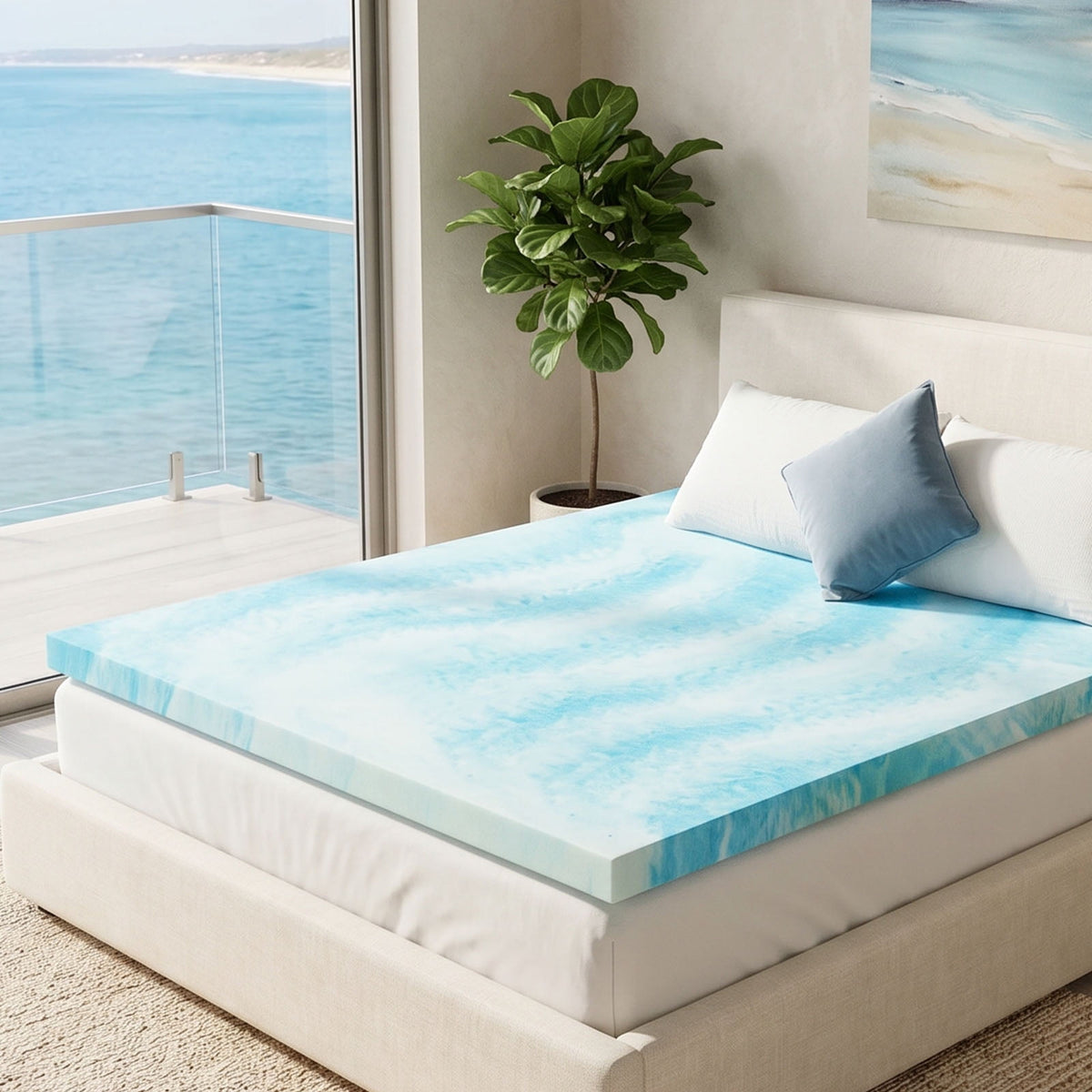CHITOOMA 2 Inch Twin Memory Foam Mattress Topper, Cooling Gel Infused Foam Mattress Topper for Pressure Relief& Enhanced Sleep Comfort, CertiPUR-US and Oeko-TEX Certification