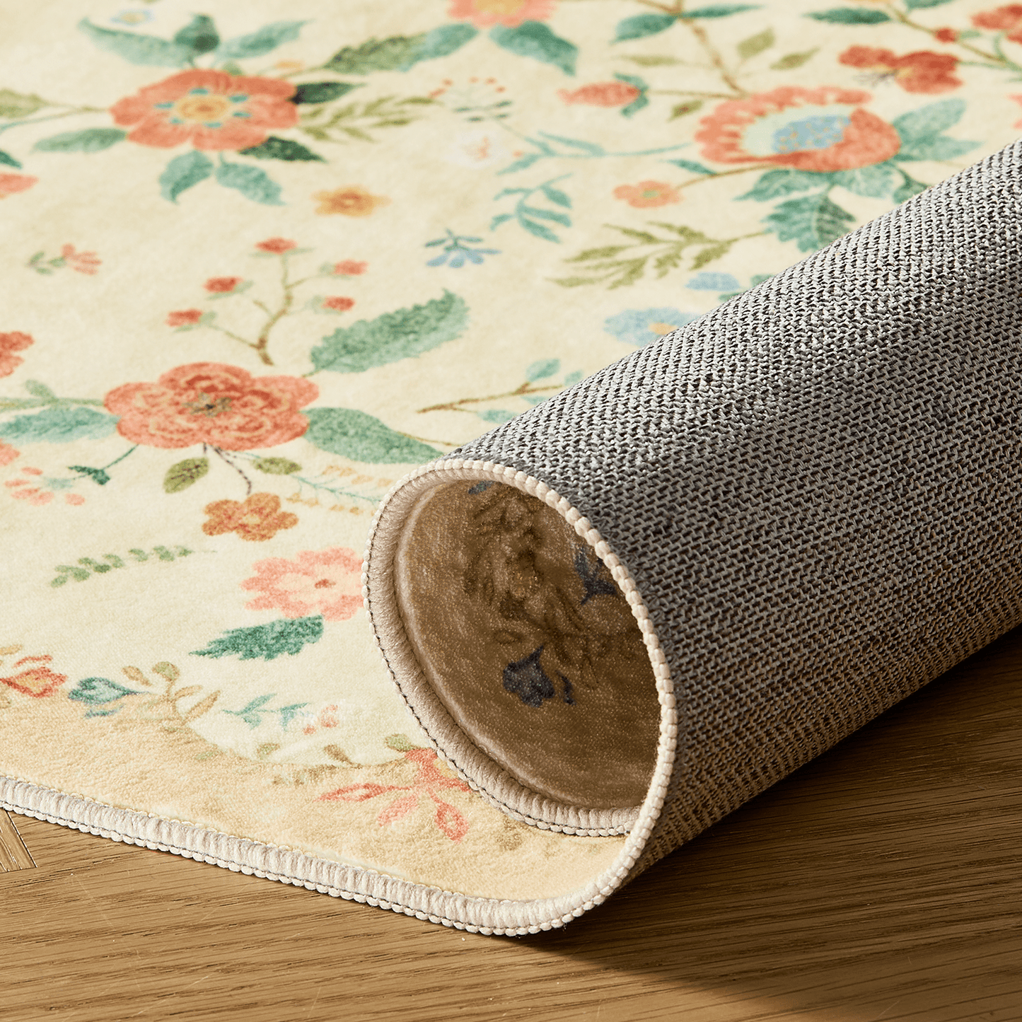 CHITOOMA 2'x6' Runner Rugs for Hallway, Modern Floral Runner Rugs Machine Washable Rugs, Botanical Indoor Carpet Soft Rugs for Bedroom Dining Room Dorm Office, Beige