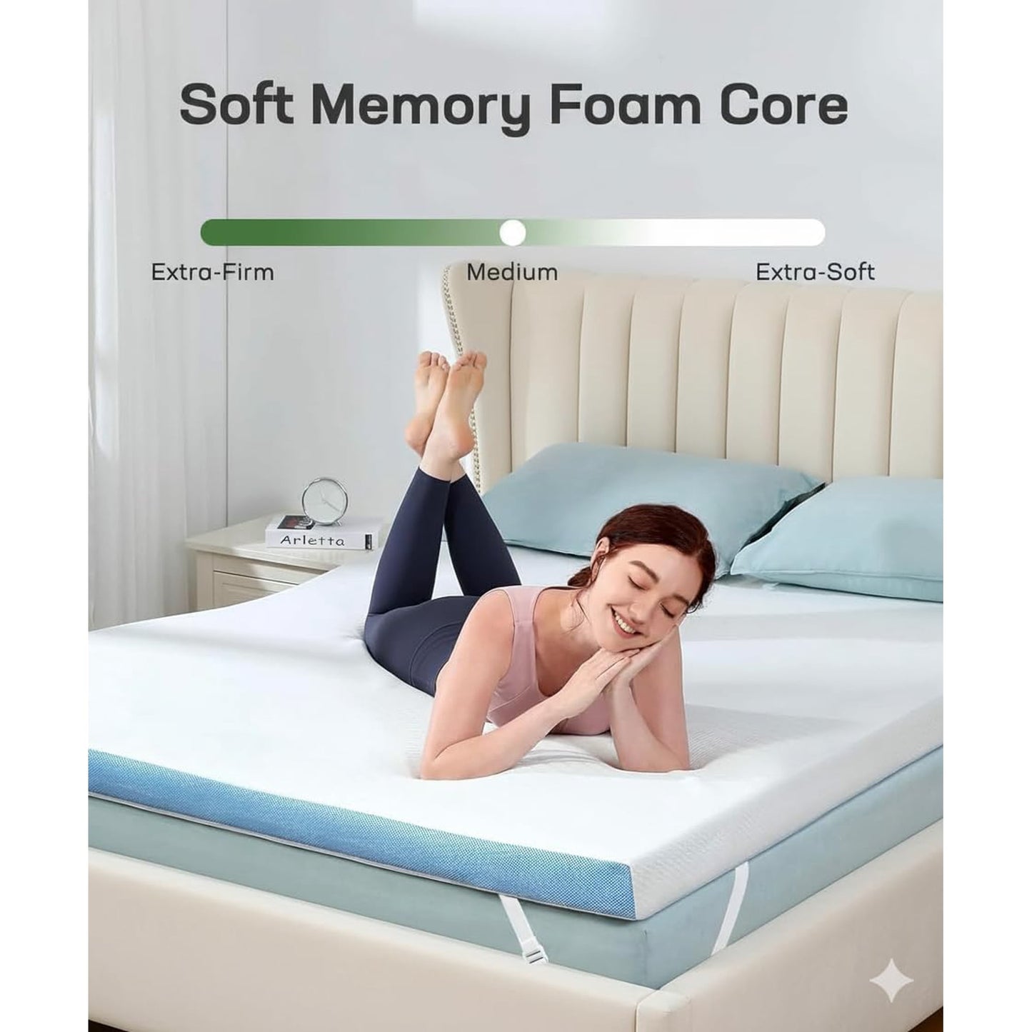 BESTERGO 3 Inch Full Memory Foam Mattress Topper, Gel Infused Foam Mattress Topper for Pressure Relief, CertiPUR-US