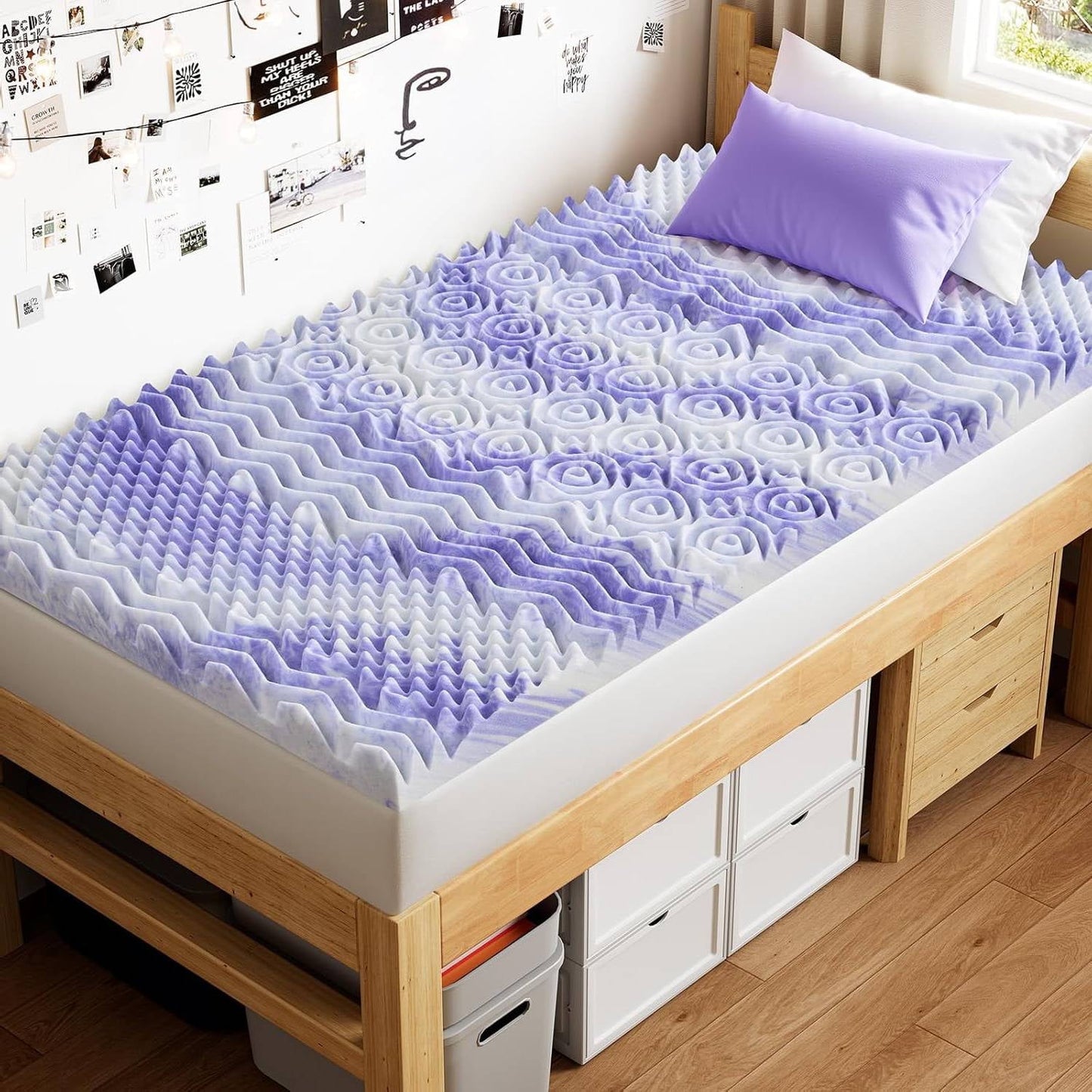 CHITOOMA 3 Inch 7-Zone Twin Memory Foam Mattress Topper, Cooling Gel Infused Foam Mattress Topper for Pressure Relief& Enhanced Sleep Comfort, CertiPUR-US and Oeko-TEX Certification