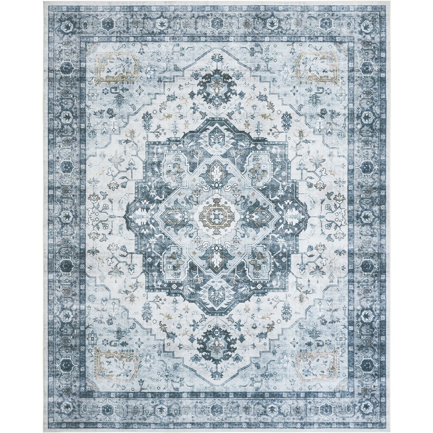 CHITOOMA 8'x10' Machine-washable Area Rugs for Living Room, Boho Area Rugs with Non-Slip Backing, Stain Resistant Non-Shed Carpet for Bedroom, Dining Room, Dorm, Office