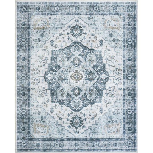 CHITOOMA 8'x10' Machine-washable Area Rugs for Living Room, Boho Area Rugs with Non-Slip Backing, Stain Resistant Non-Shed Carpet for Bedroom, Dining Room, Dorm, Office