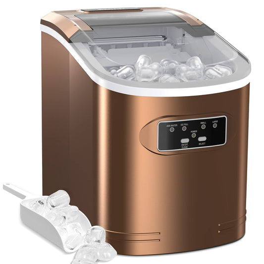 Ice Maker Countertop, Portable Ice Machine with Carry Handle, Self-Cleaning Ice Makers with Basket and Scoop, 9 Cubes in 6 Mins, 26 lbs per Day, Ideal for Home, Kitchen, Camping, RV