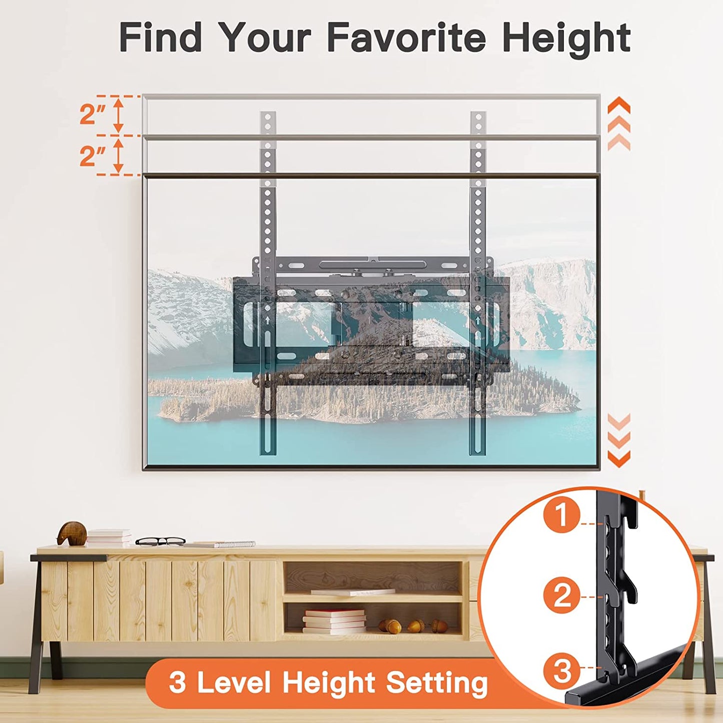 Full Motion TV Wall Mount for 26-65 inch TVs, TV Bracket Supports Swivel Articulating Level Extension Tilt Arms, Max VESA 400x400mm up to 99lbs, 16" Wood Studs, PGMFK4